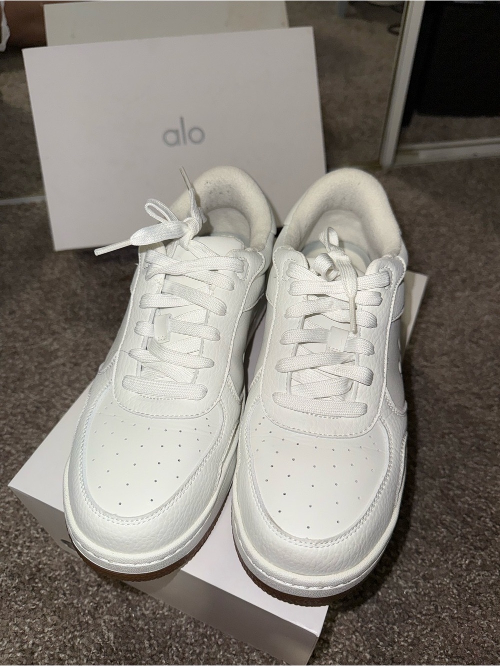 ALO Yoga Natural White Sneakers with Gum Sole